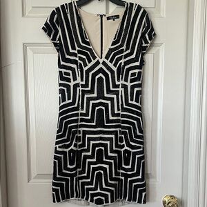 Parker Black and White Geometric Mini Dress